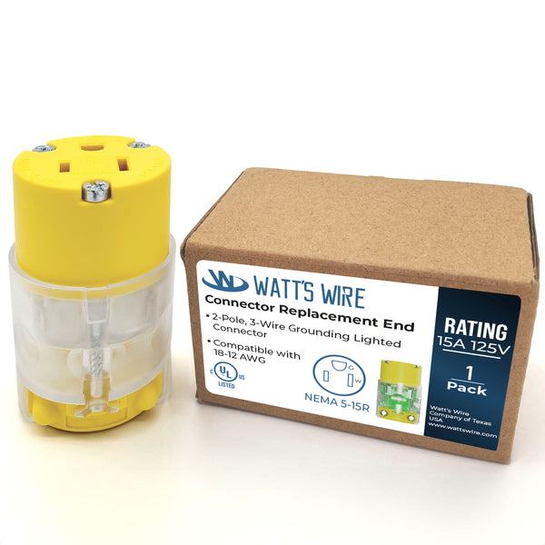 Extension Cord Ends Male and Female, 15 Amp 125 Volt NEMA 5-15 Heavy Duty Replacement Plug and Connector,  UL Listed