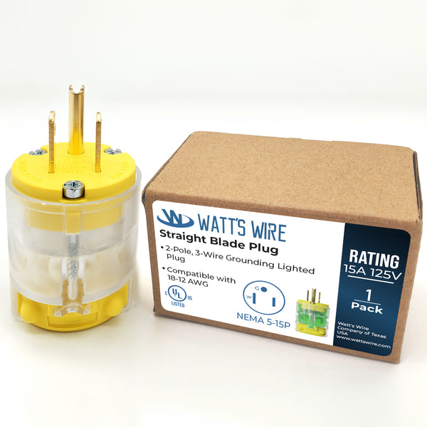 Extension Cord Ends Male and Female, 15 Amp 125 Volt NEMA 5-15 Heavy Duty Replacement Plug and Connector,  UL Listed