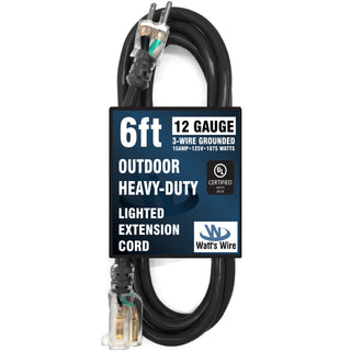6 ft outdoor extension cord - black