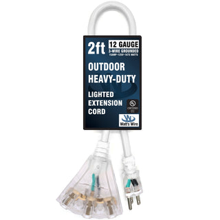 Watt's Wire 12 gauge heavy duty extension cord, white 2 ft outdoor extension cord