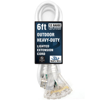 Watt's Wire 12 gauge heavy duty extension cord, white 6 ft outdoor extension cord