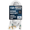 Watt's Wire 12 gauge heavy duty extension cord, white 15 ft outdoor extension cord