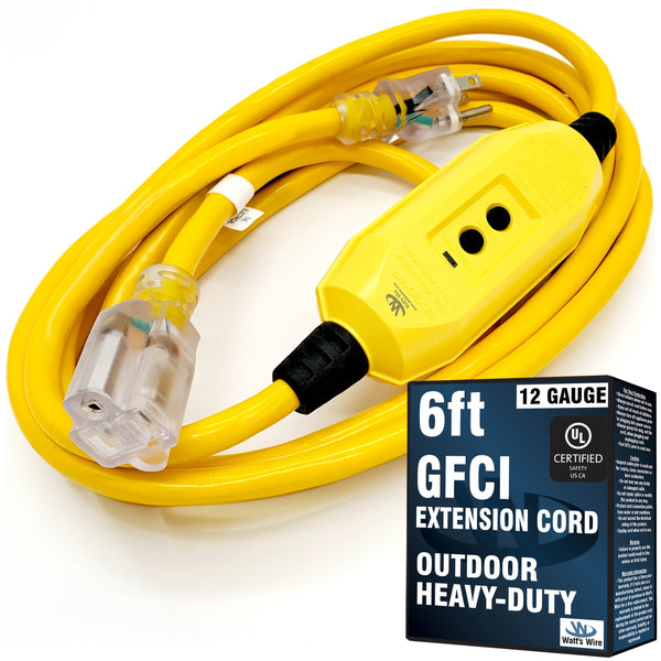 GFCI heavy duty extension cord 6 ft Single