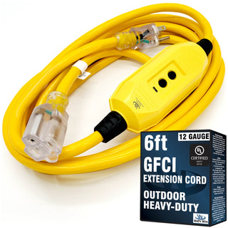 GFCI heavy duty extension cord 6 ft Single