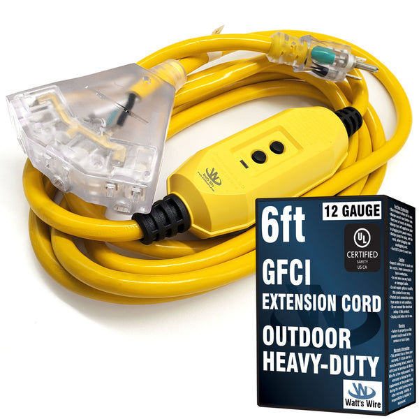 GFCI heavy duty extension cord 6 ft Triple