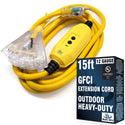 GFCI heavy duty extension cord 15 ft Triple