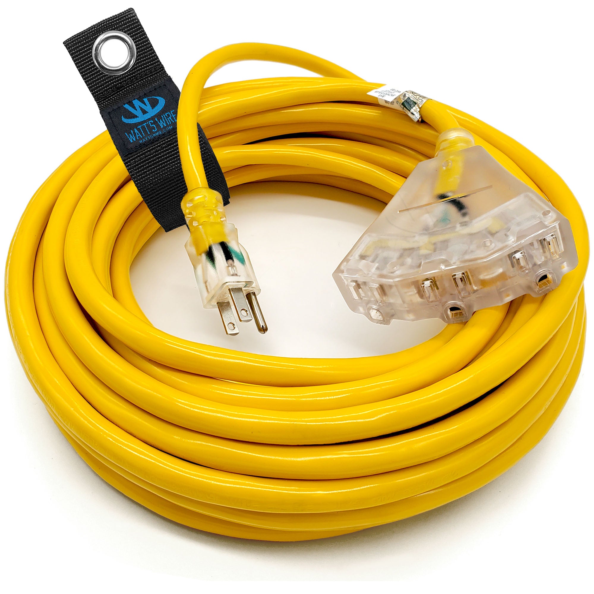 100ft 12Awg 3-Outlet SJTW UL Extension Cord (Yellow) - WattsWire | Watt ...